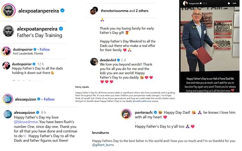 UFC fighters and stars celebrate Father's Day. [Screenshots courtesy: Accounts on Instagram]