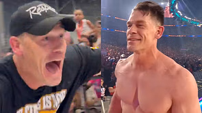 "I love you" - John Cena breaks character; leaps into WWE analyst's arms