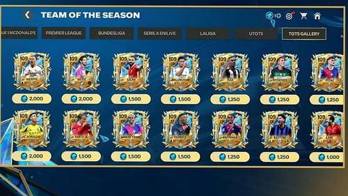 Players available in the EA FC Mobile UTOTS 25 Shards exchanges (Image via EA Sports)