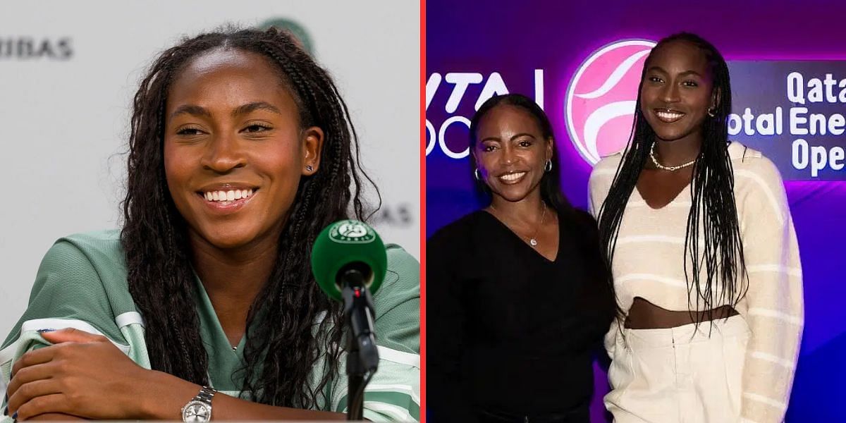 Coco Gauff (left), Coco Gauff with her mother Candi (right), Sources: Getty