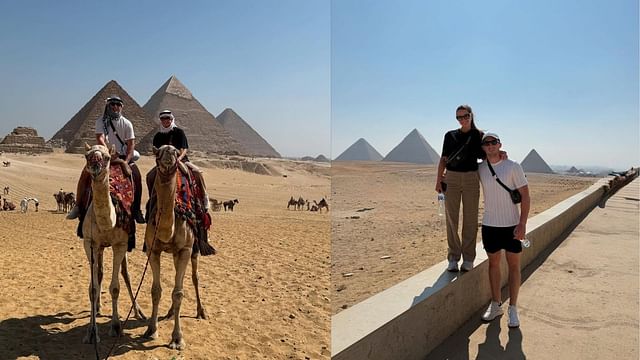 Zach Werenski, fiancee Odette ride camels on their visit to Egypt