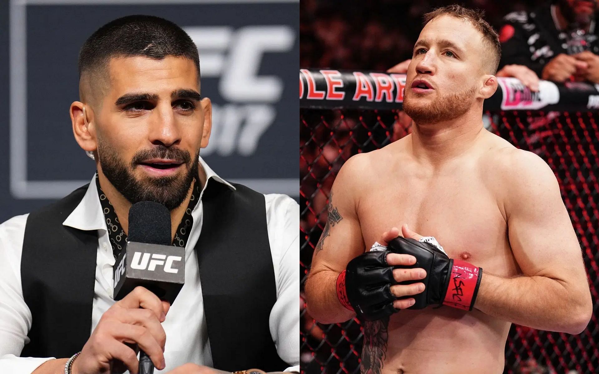 Ilia Topuria (left) shuts down the idea that Justin Gaethje (right) is a UFC legend [Images courtesy: Getty Images]