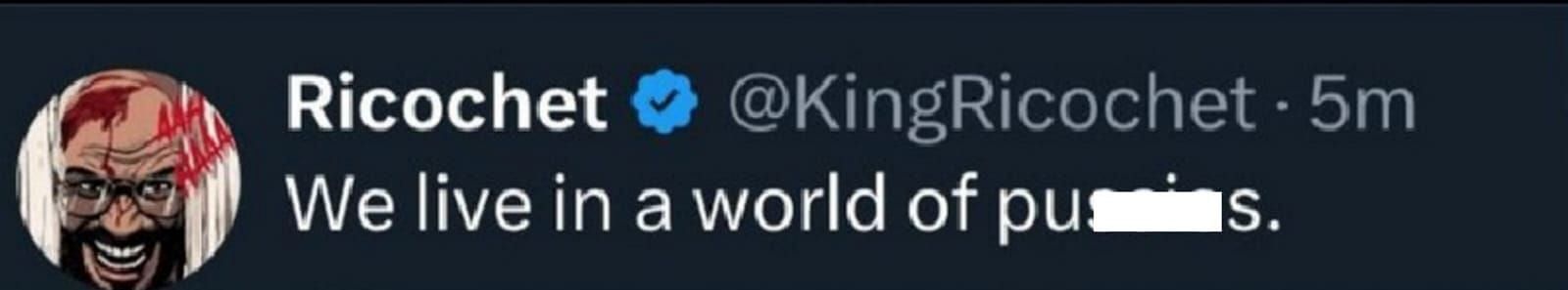 Ricochet&#039;s deleted tweet [Source: ITR Wrestling&#039;s X]
