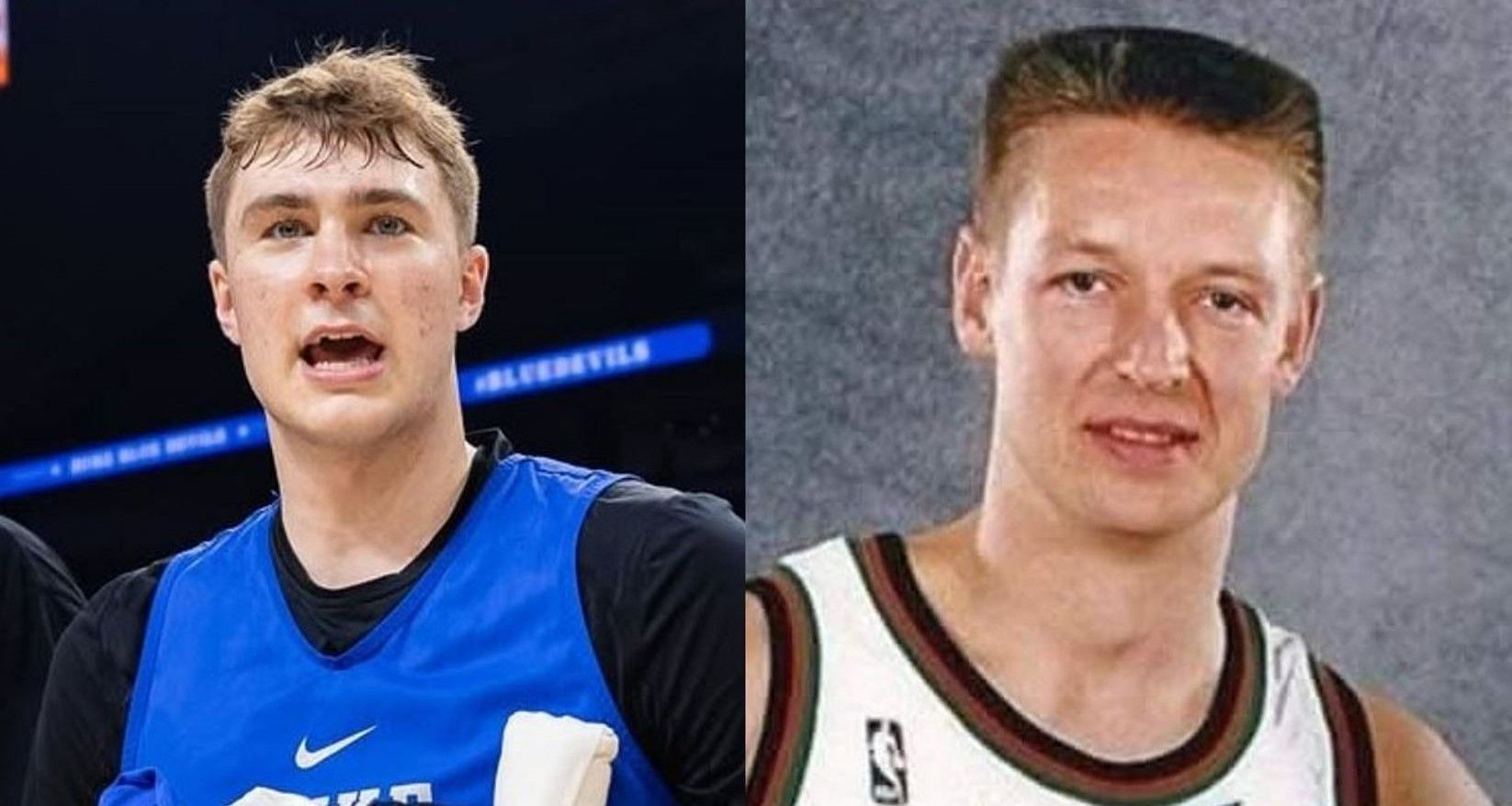 Observer sees Cooper Flagg charting a similar NBA path like Detlef Schrempf. -- Photos from Detlef Schrempf and Duke MBB
