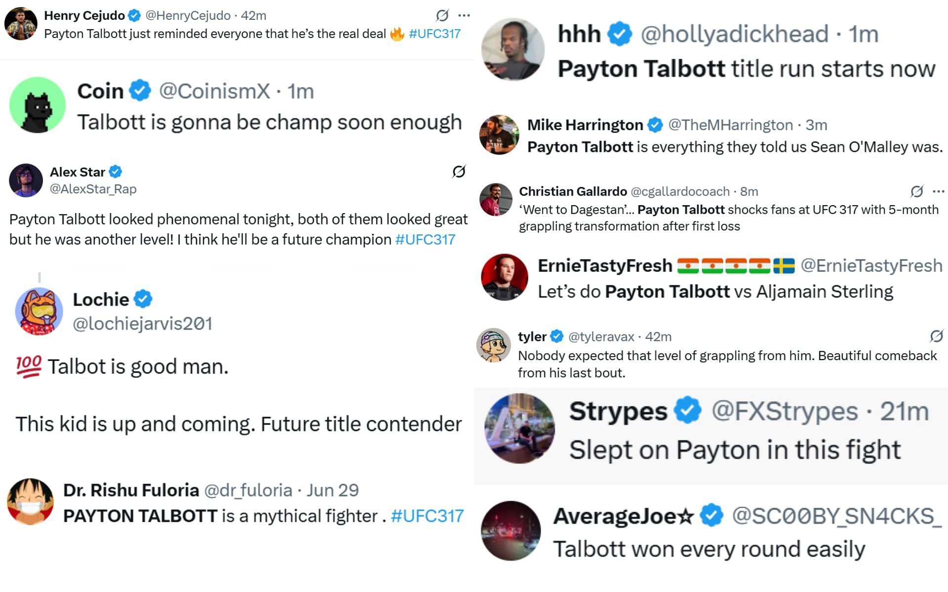 Fan reactions [Screenshots courtesy: @ufc on X]