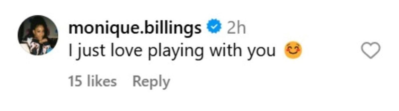 Screen snapshot of Monic Belling's reaction to Ig from Kate Martin via @katemartin