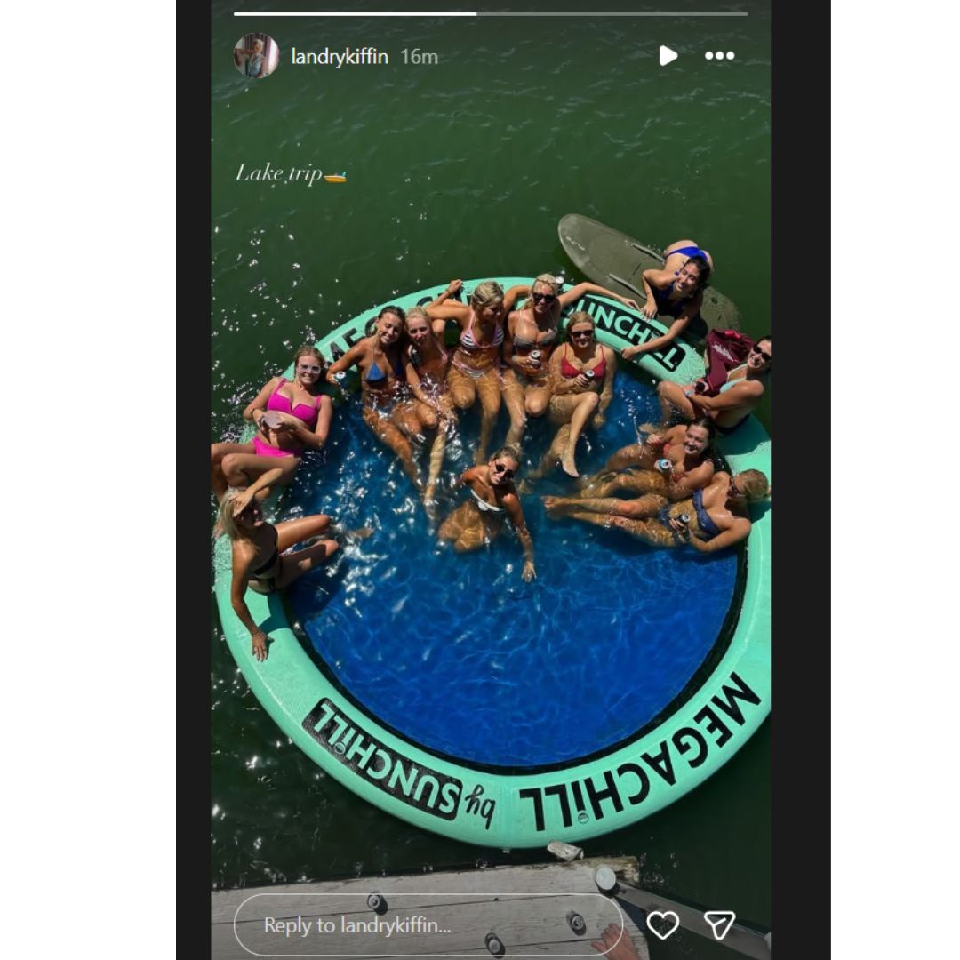Lane Kiffin's daughter Landry gives a sneak peek of her all-girls lake trip via her latest Instagram Story - Image via Instagram
