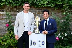 Sir James Anderson and Sachin Tendulkar unveil Anderson-Tendulkar Trophy ahead of ENG vs IND 2025 Test series [In Pictures]