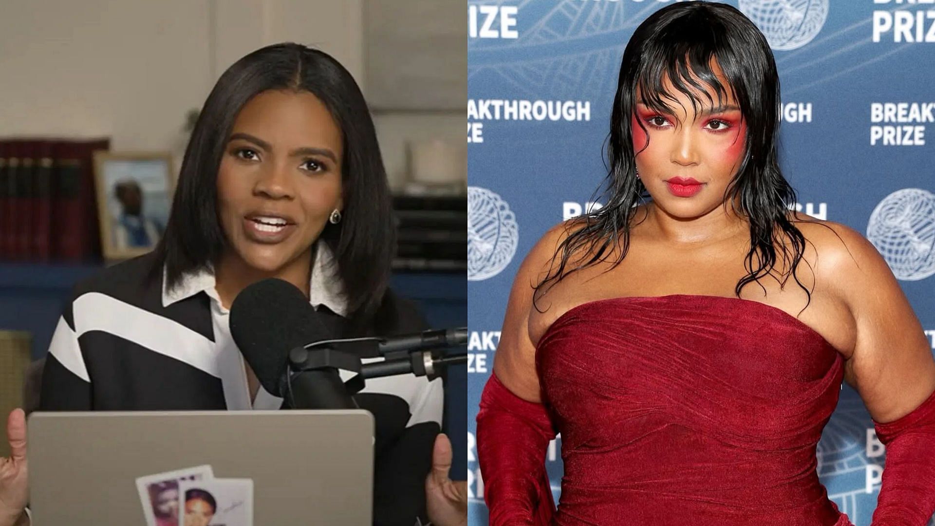 Lizzo takes a shot at Candace Owens in her latest song (Image Via Instagram/@lizzobeeating, YouTube/@Candace Owens)