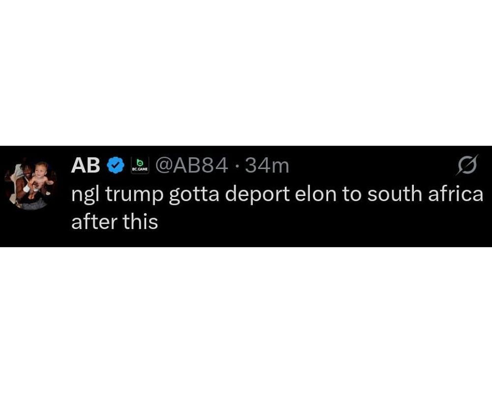Antonio Brown reacts to Tesla founder calling out US President [X/@AB84]
