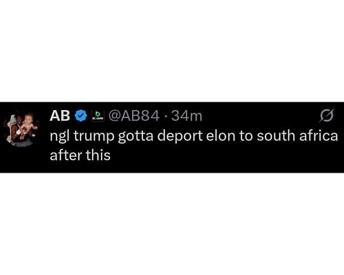 Antonio Brown reacts to Tesla founder calling out US President [X/@AB84]