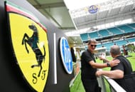 Graeme Lowdon, Cadillac Formula 1 Team Principal, visits the Scuderia Ferrari hospitality before the Miami GP. Source: Getty