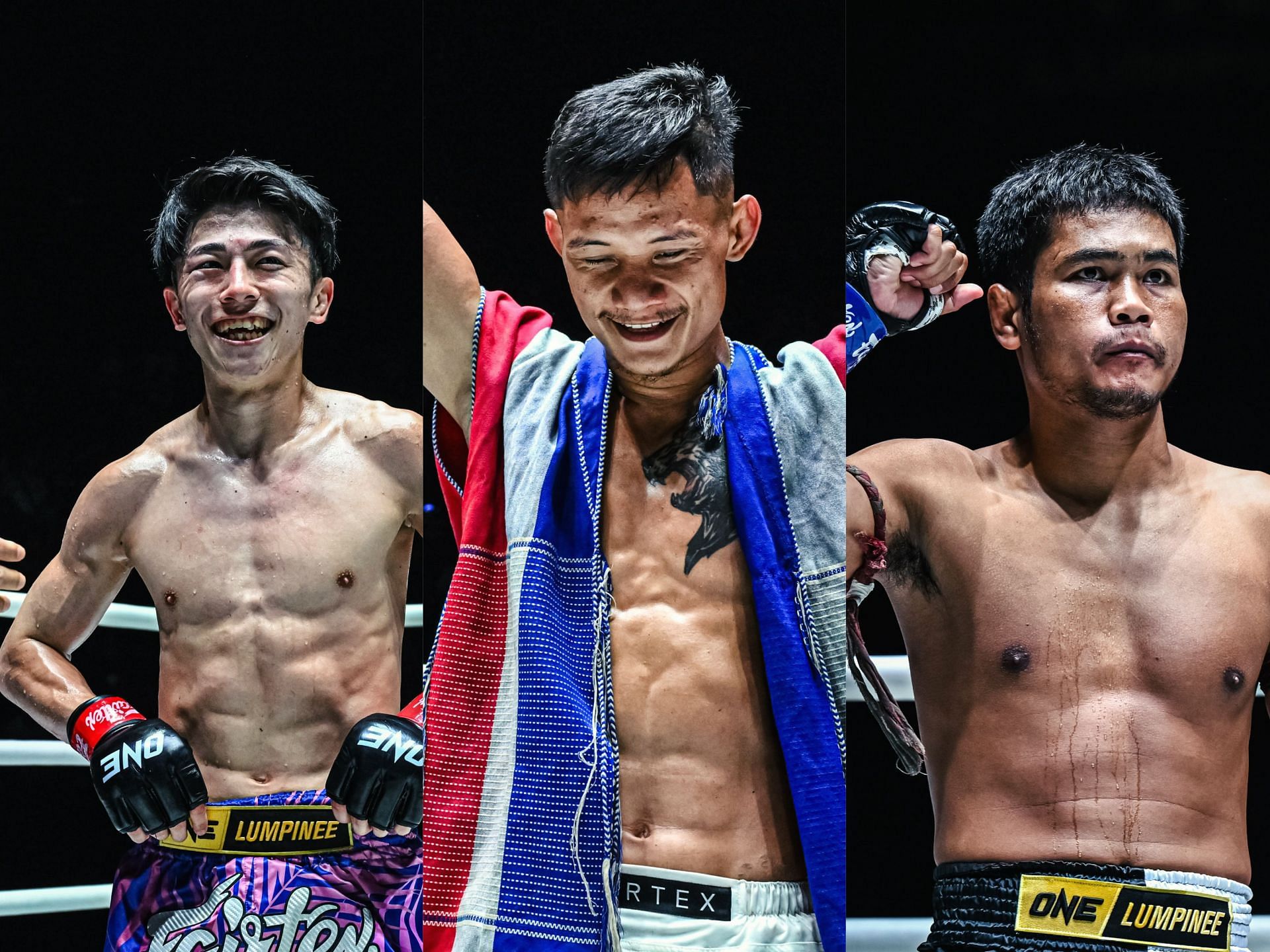 (From left) Nadaka, Suablack Tor Pran49, and Muangthai PK Saenchai.