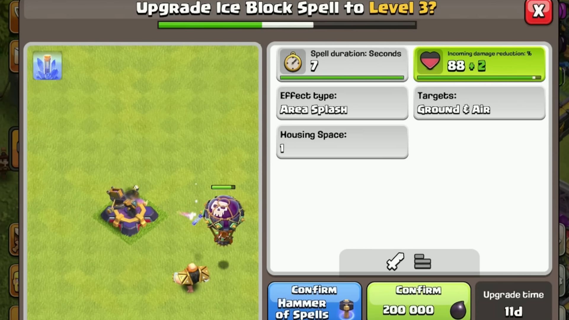 Level 3 stats of Ice Block (Image via Supercell || YouTube/@JudoSloth)