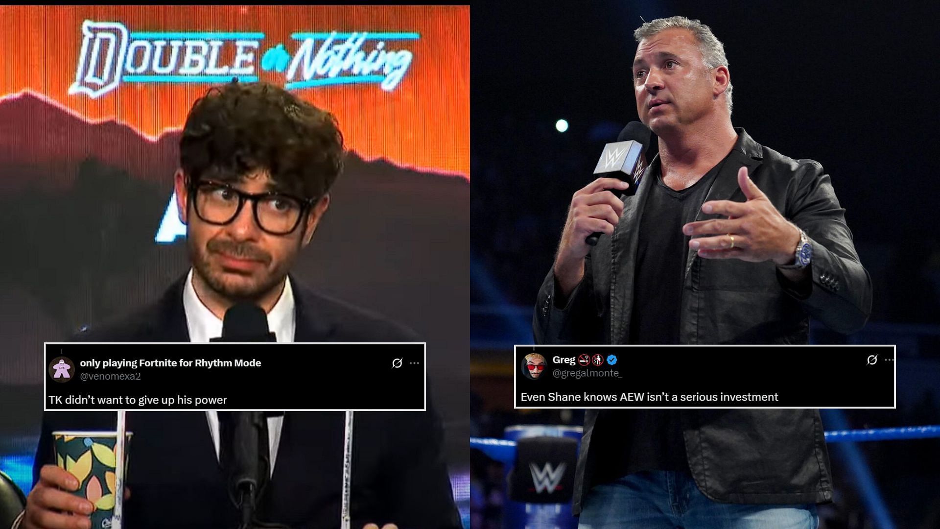Tony Khan and Shane McMahon met one another a few months ago [Photo: AEW Official YouTube Channel and wwe.com]
