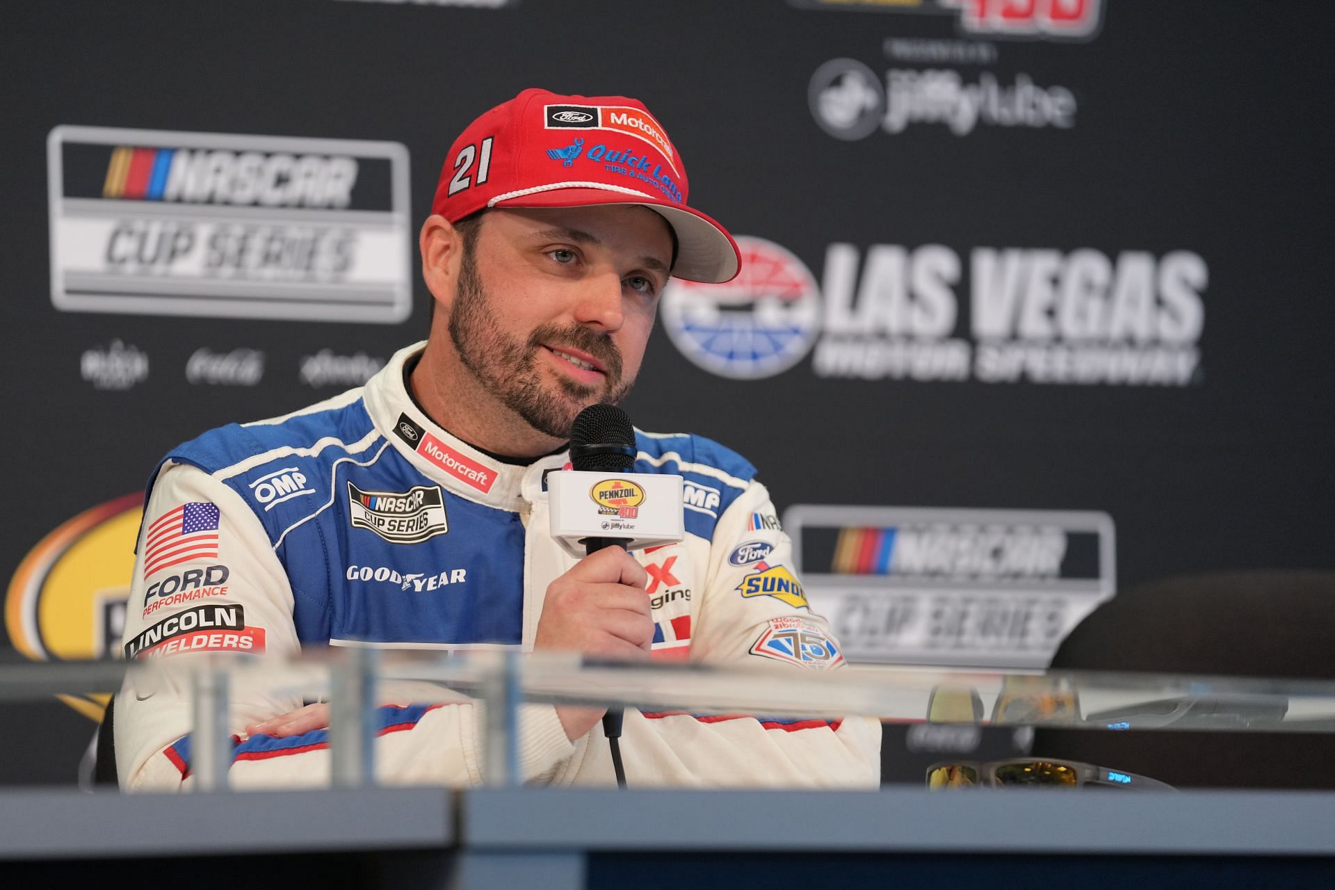 Josh Berry answers questions from the media after winning the Pennzoil 400 - Source: Getty