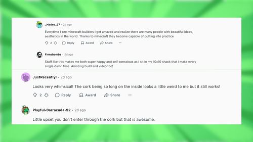 Redditors react to the glass bottle village build (Image via Reddit)