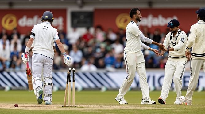 Prasidh Krishna castles Ollie Pope for 8 with an excellent inswinger on Day 5 of ENG vs IND 2025 1st Test [Watch]