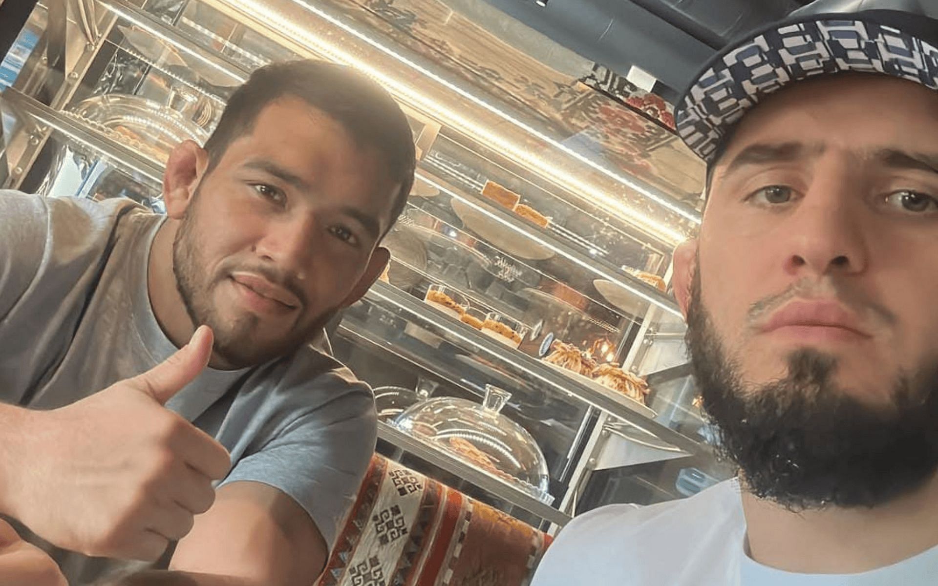 Islam Makhachev introduces the first fighter to take up his iconic training offer. [Image courtesy: @zurchermma on Instagram]