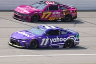 Denny Hamlin races against Chris Buescher during the NASCAR Cup Series FireKeepers Casino 400 race on June 8, 2025, at the Michigan International Speedway - Source: Getty Images
