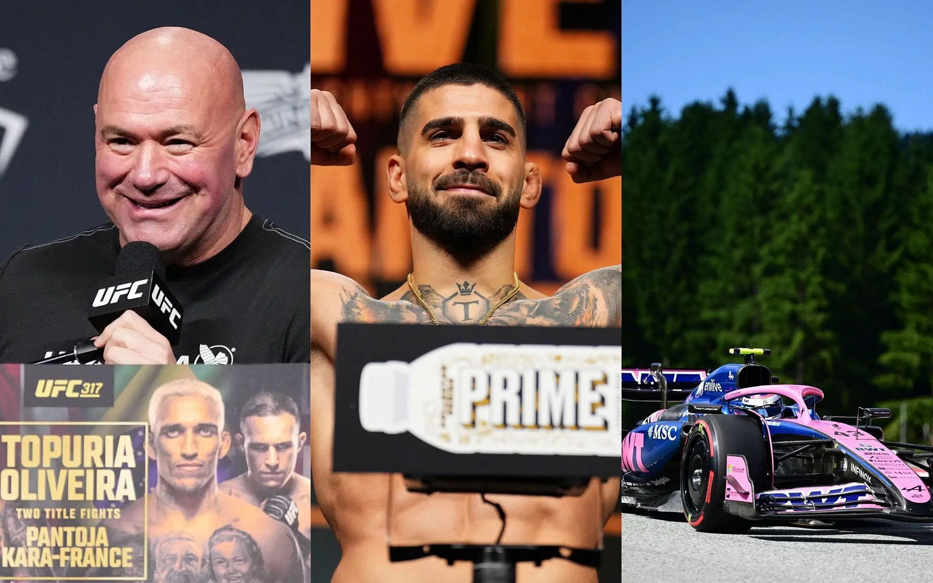 Dana White (left) learned that Ilia Topuria