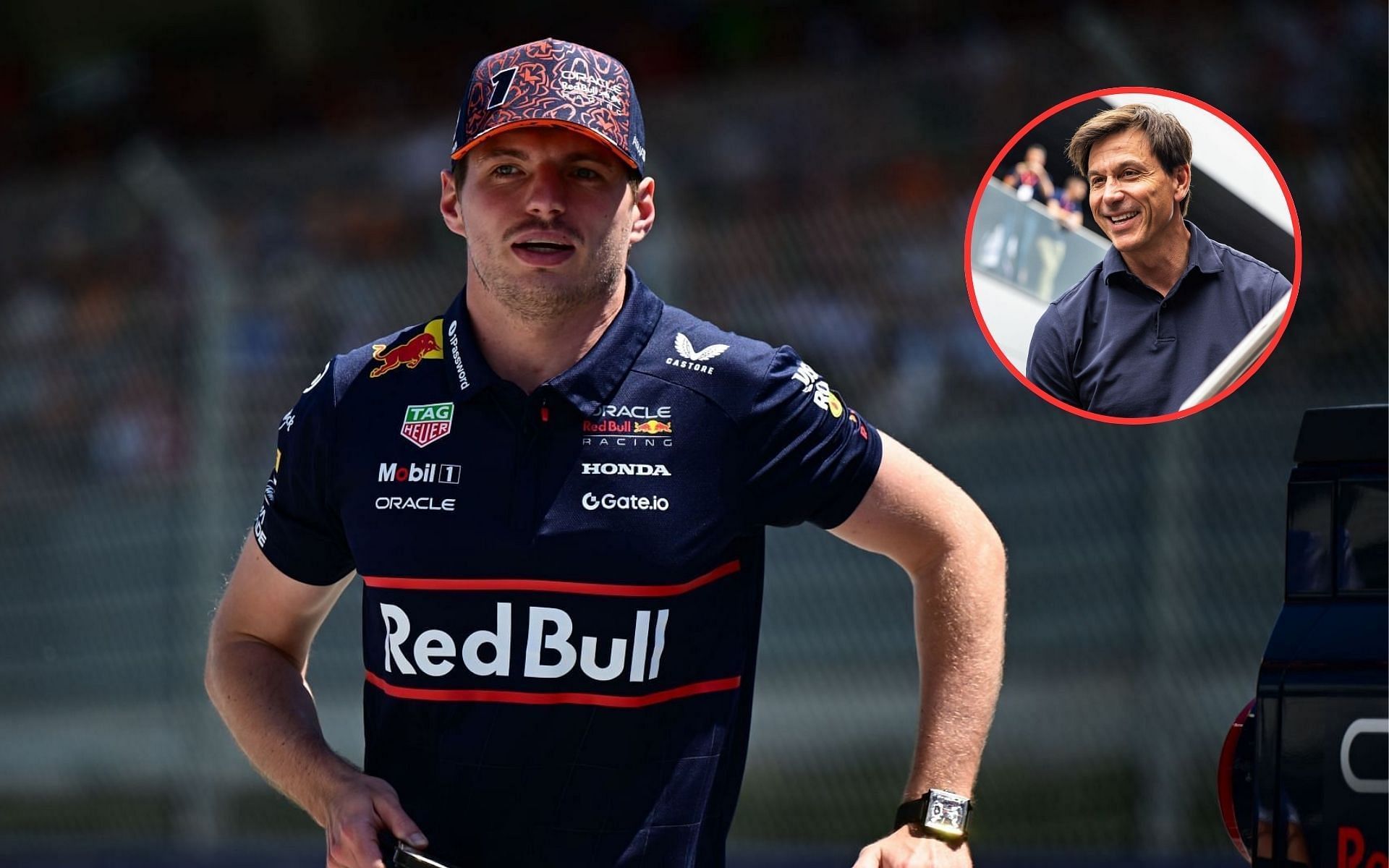 Max Verstappen and Mercedes boss Toto Wolff