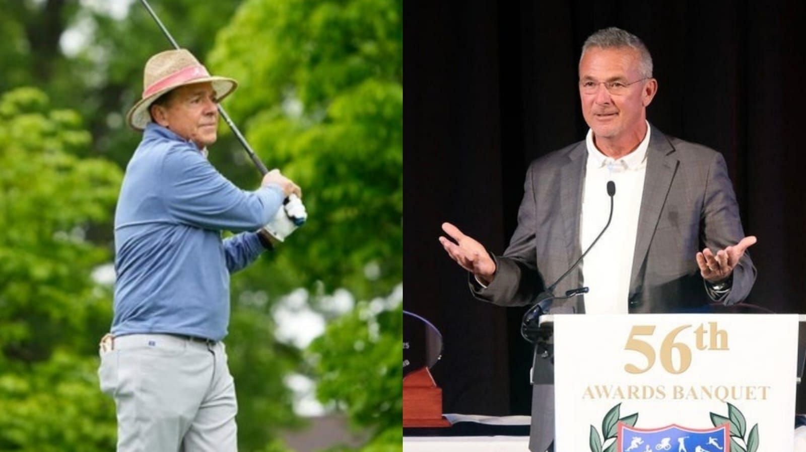 Nick Saban (L) Urban Meyer (R) Image credit: Imagn 