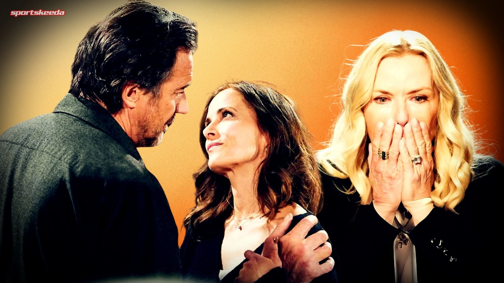 Ridge, Taylor, and Brooke on The Bold and the Beautiful (Custom cover edited by Sportskeeda, original image via CBS)