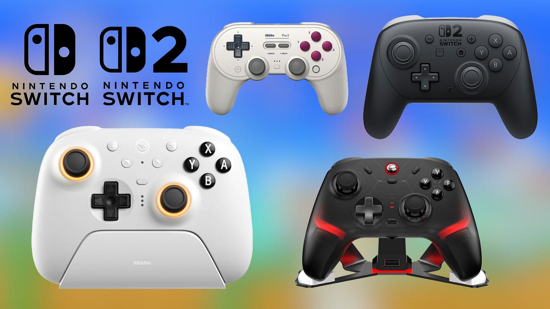 The best Nintendo Switch controllers in 2025 (Image via Nintendo, 8BitDo, GameSir)