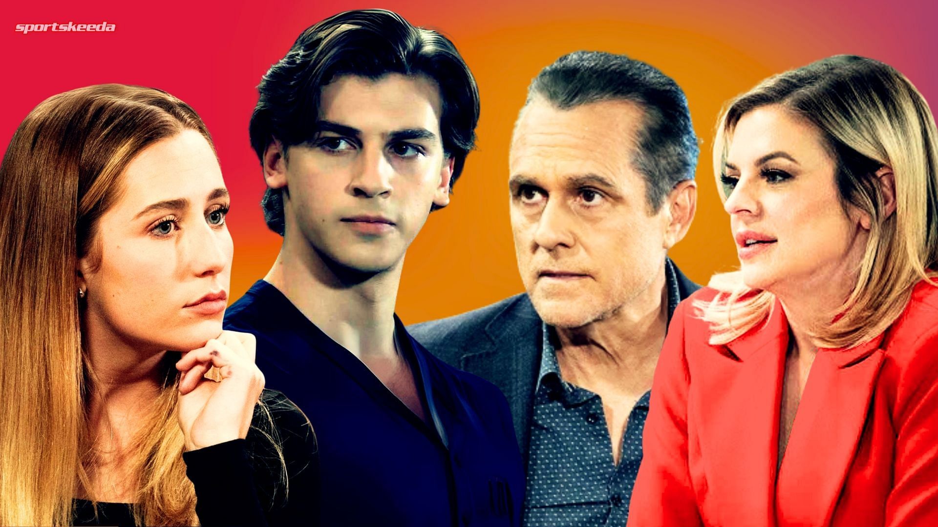 From left Josslyn, Gio, Sonny and Maxie on General Hospital (Custom edit by Sportskeeda, Original images via ABC Network)
