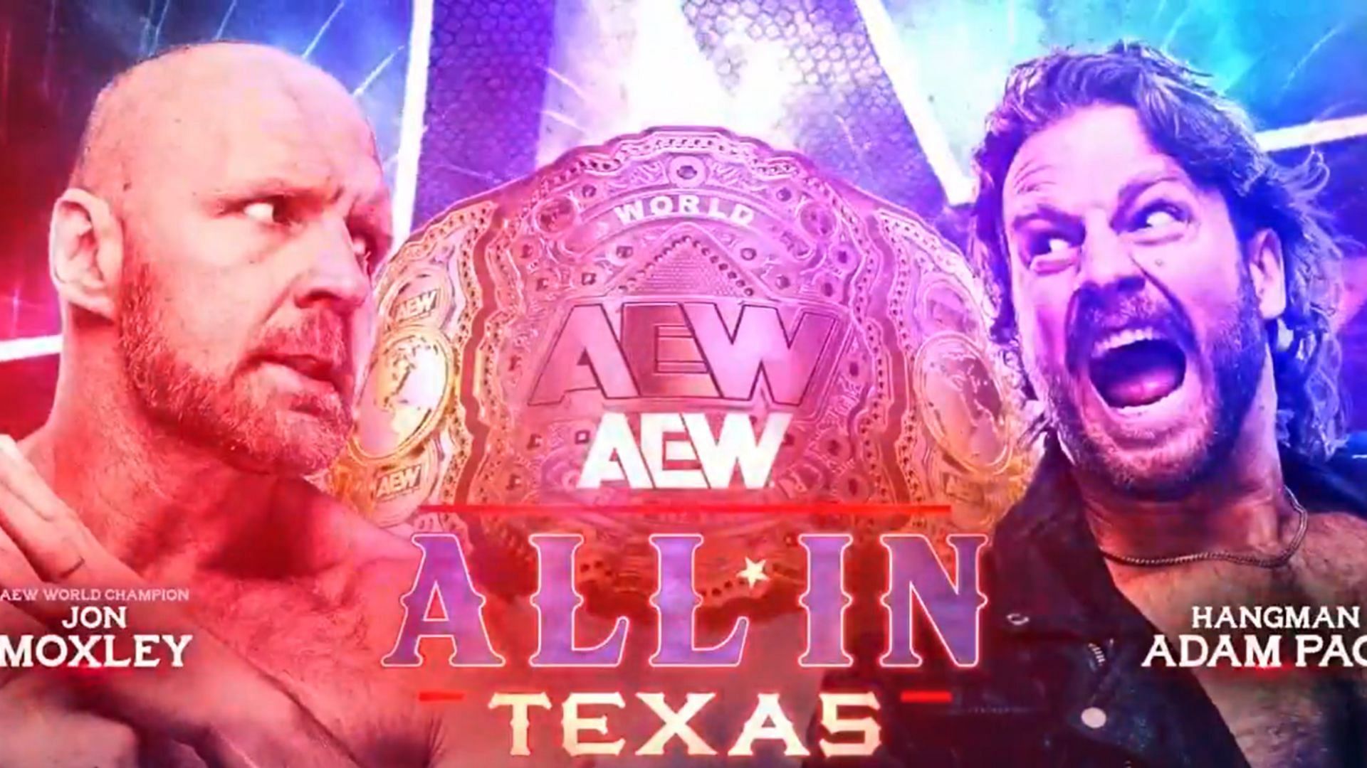 Official match graphic for Jon Moxley vs. Hangman Page [Source: AEW&#039;s X profile]