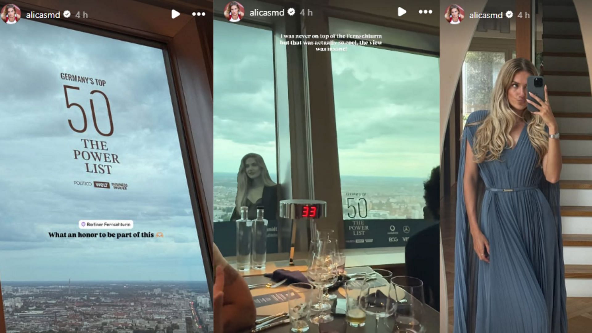 Screengrabs of Alica Schmidt&#039;s latest Instagram stories [Image Source: Alica Schmidt&#039;s Instagram]
