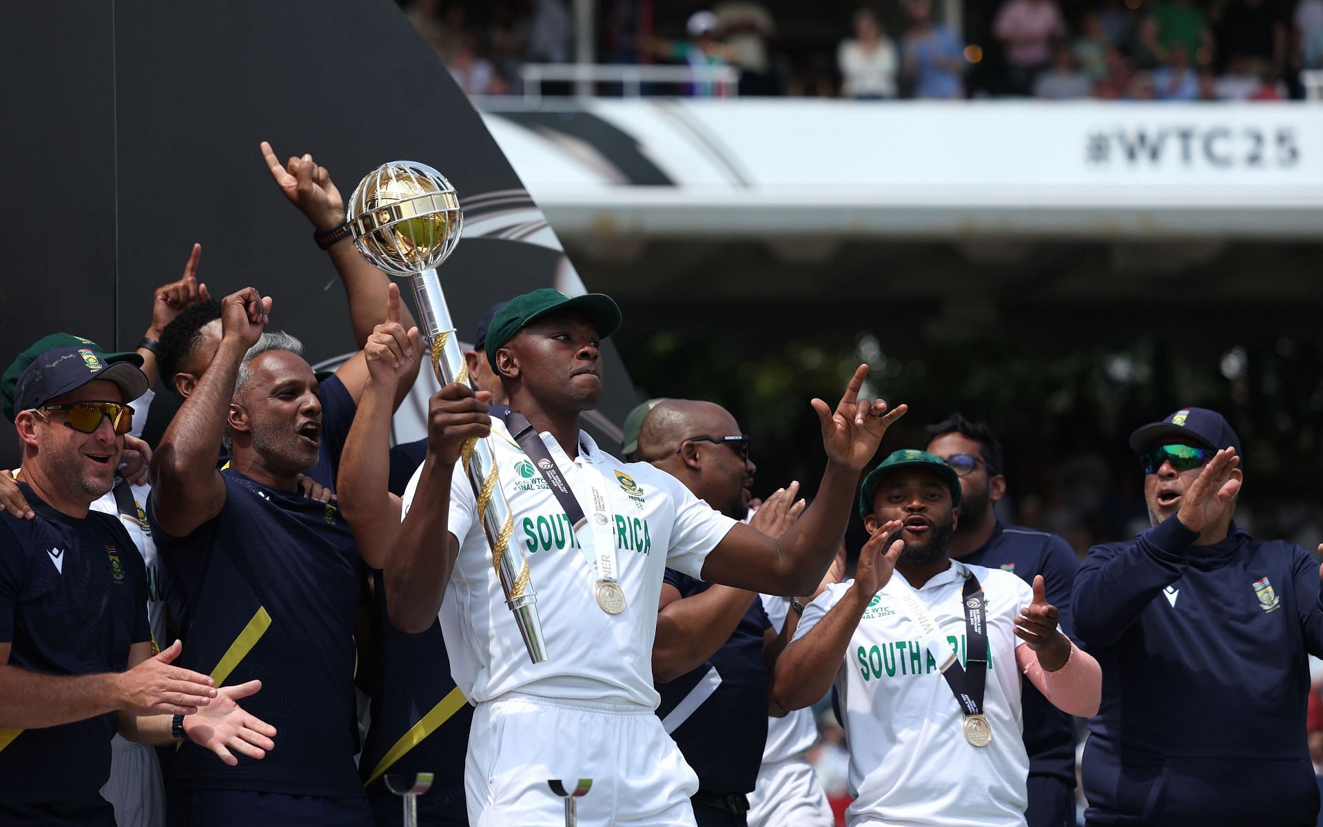 Kagiso Rabada, who played a key role in South Africa’s triumph, with the ICC Test Championship mace (Image Credits: Getty Images)