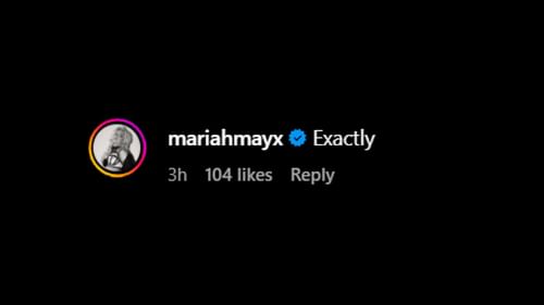 Screenshot of Mariah May's comment [Image credit: Liv Morgan's Instagram]