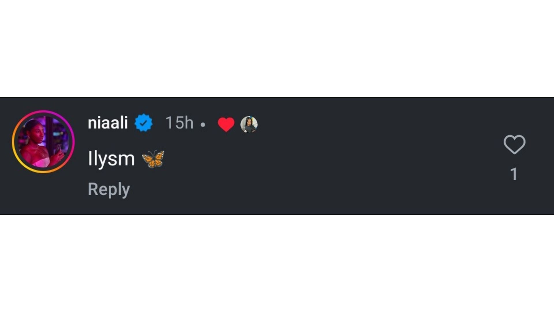 Ali&#039;s comment on Anderson&#039;s post - Source: via @britanyanderson456 on Instagram