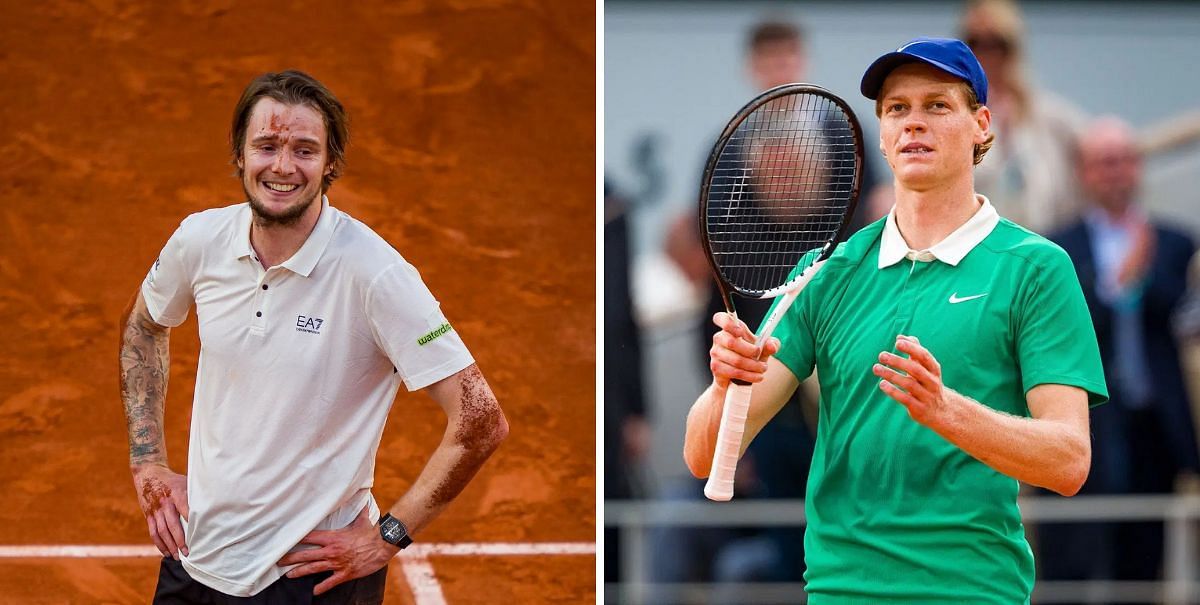 Jannik Sinner and Alexander Bublik at the French Open - Image Source: Getty 