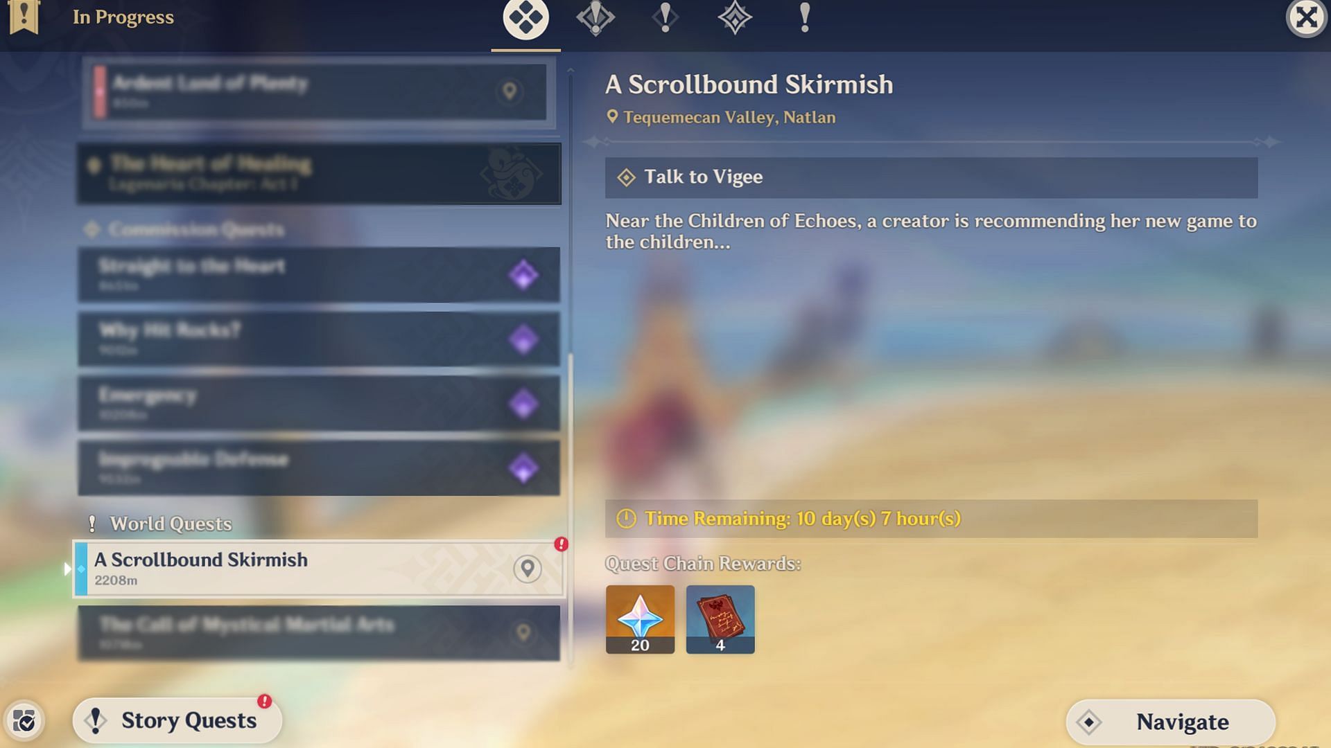 Start the &quot;A Scrollbound Skirmish&quot; quest to begin the event (Image via Sportskeeda Gaming/HoYoverse)