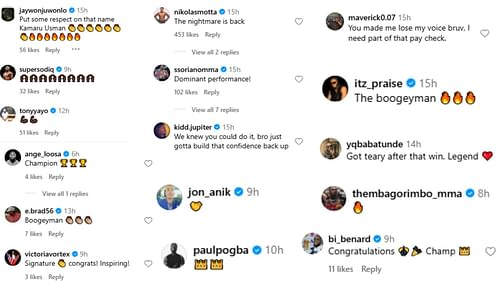 Fan comments. [Screenshots courtesy: @usman84kg on Instagram]