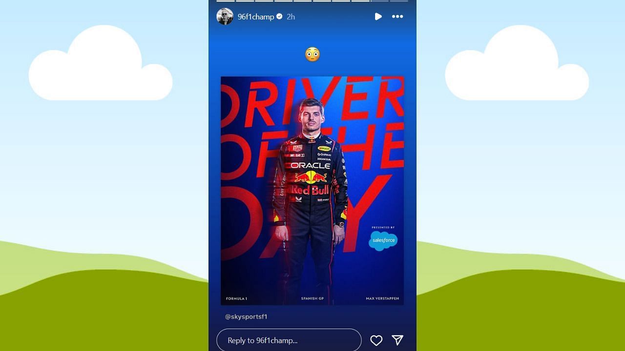 Snapshot of Hill&#039;s Story on Max Verstappen...Credits- @96f1champ on Instagram