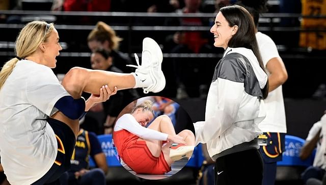 &quot;Bro u good?&quot; - Caitlin Clark teases Sophie Cunningham after wild game snap shows her sprawled on court. (Image Credit: Getty)