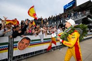 Alex Palou celebrates with fans after winning the 109th Running Of The Indianapolis 500 - Source: Getty