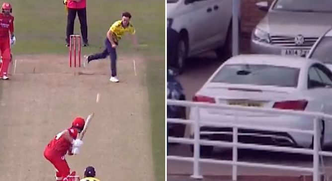 Batter's huge six shatters Mercedes' rear window in Lancashire vs Durham T20 Blast game [Watch]