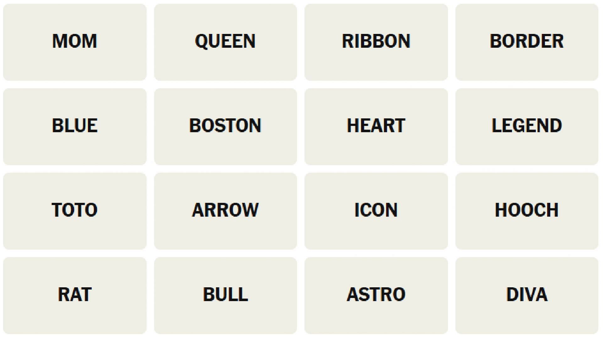 All NYT Connections words for today (Image via The New York Times)