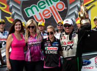 John Force celebrates with daughters Brittany Force, Courtney Force, and wife Laurie Force after winning at Maple. Source: Imagn