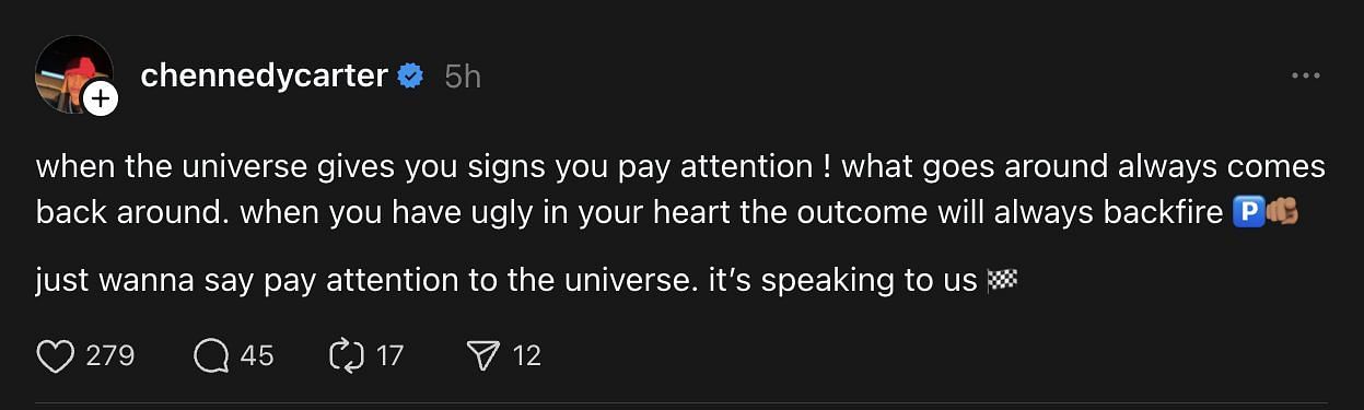 Former Sky player Chennedy Carter&#039;s message on Threads