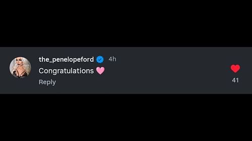Penelope Ford's comment on Mariah May's post. [Image via The Glamour's Instagram]