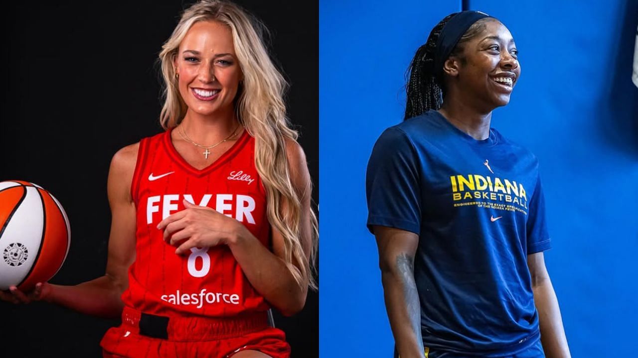 4 Indiana players on unprotected contracts who can be released to sign Aari McDonald feat. Sophie Cunningham. [photo: @indianafever/IG, @sophie_cham/IG]