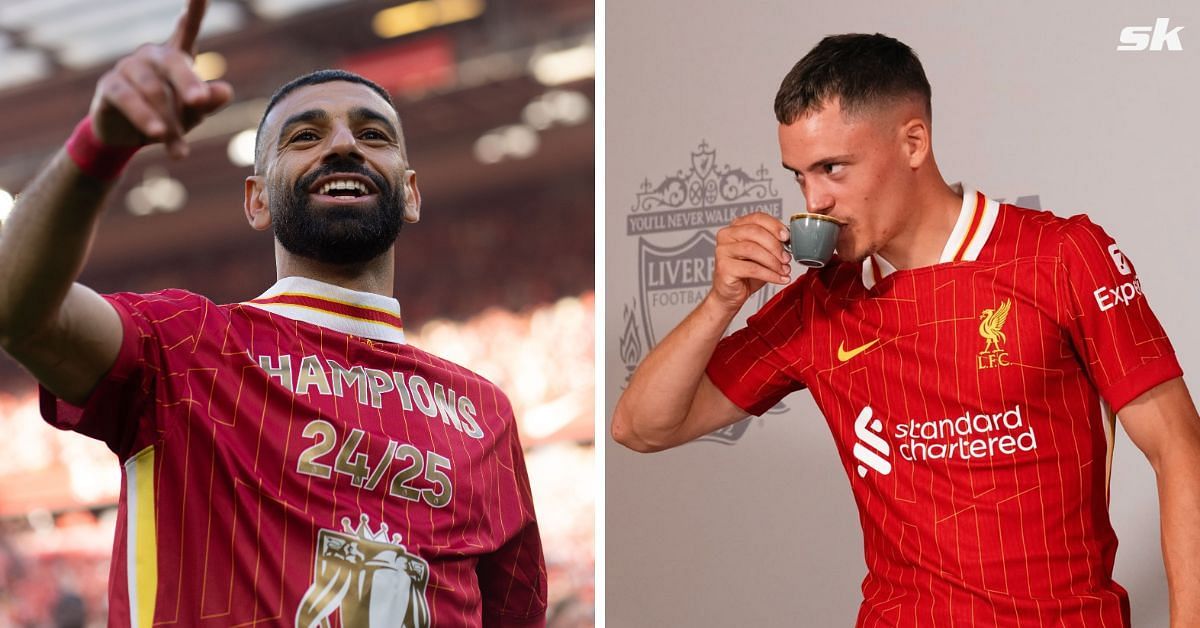 L to R: Mohamed Salah and Florian Wirtz (Image via Getty (L) and Instagram/@liverpoolfc (R))