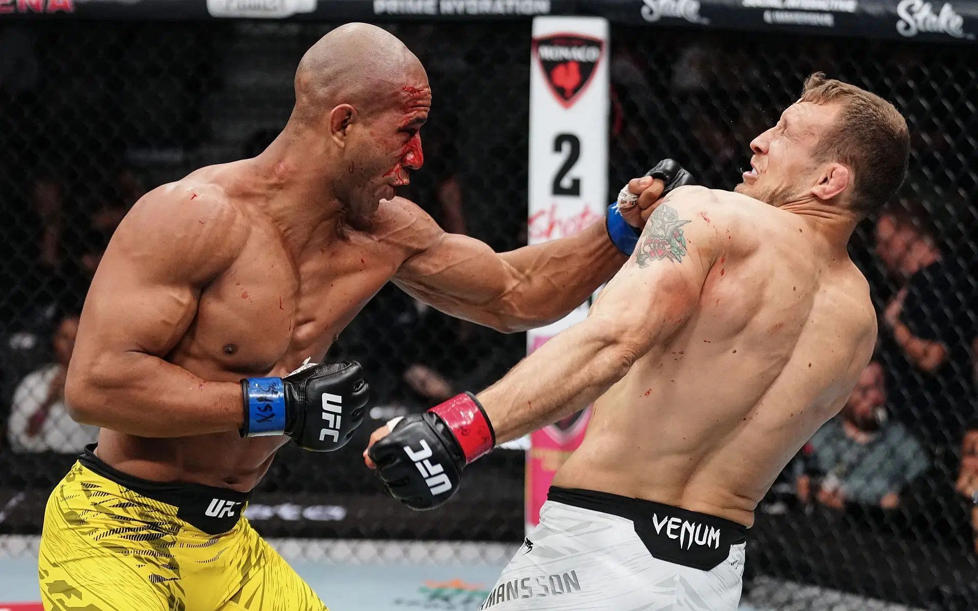 Gregory Rodrigues (left) secures vicious knockout victory over Jack Hermansson (right). [Images courtesy: Getty Images]