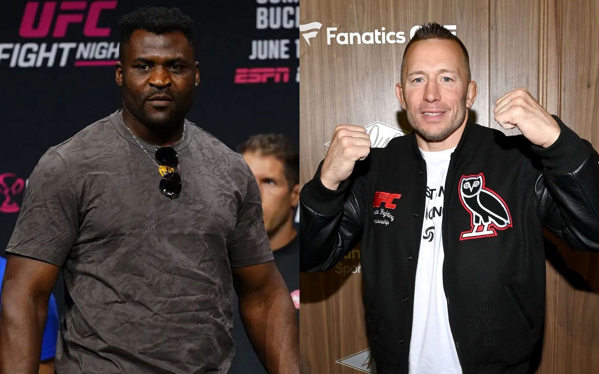 Georges St-Pierre [Right] says he would rather fight Francis Ngannou [Left] in street fight over former UFC champion [Image courtesy: Getty Images]